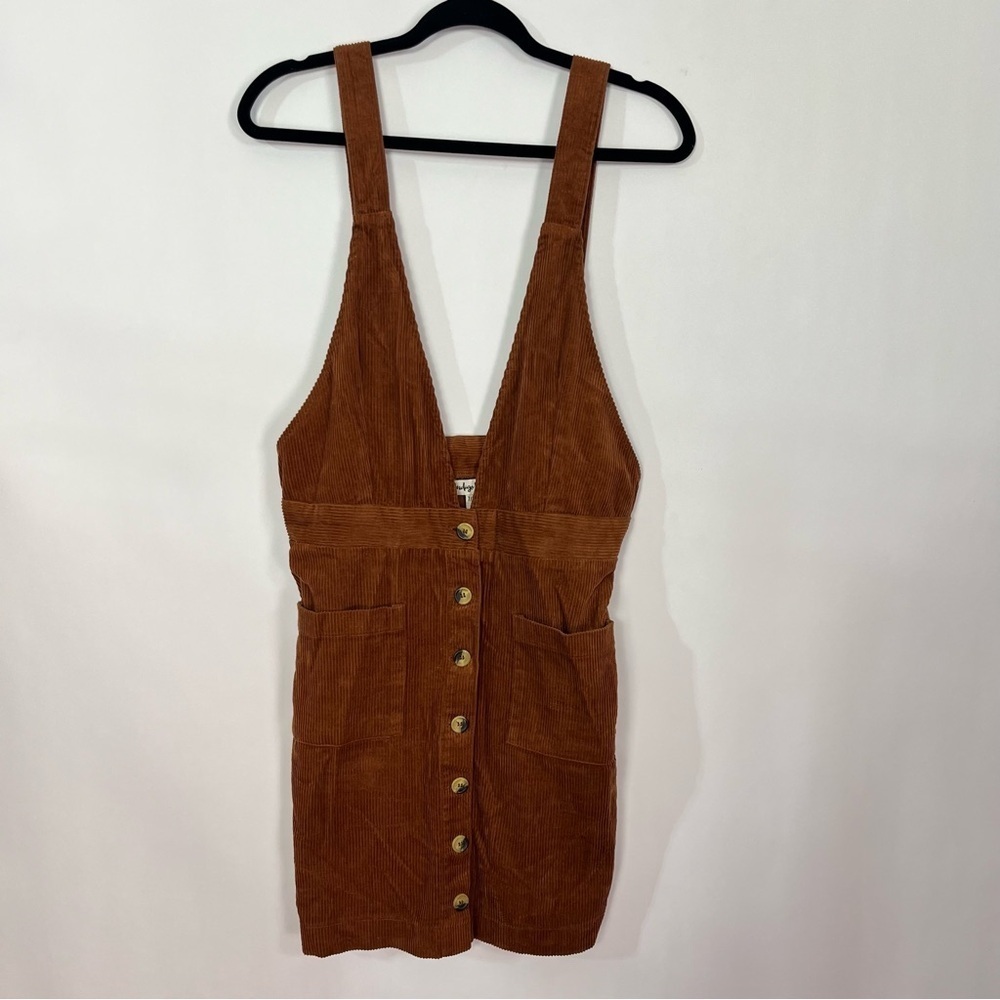 Indigo Rein Brown Corduroy Sleeveless Bibs Jumper Dress Sz 7 / 27